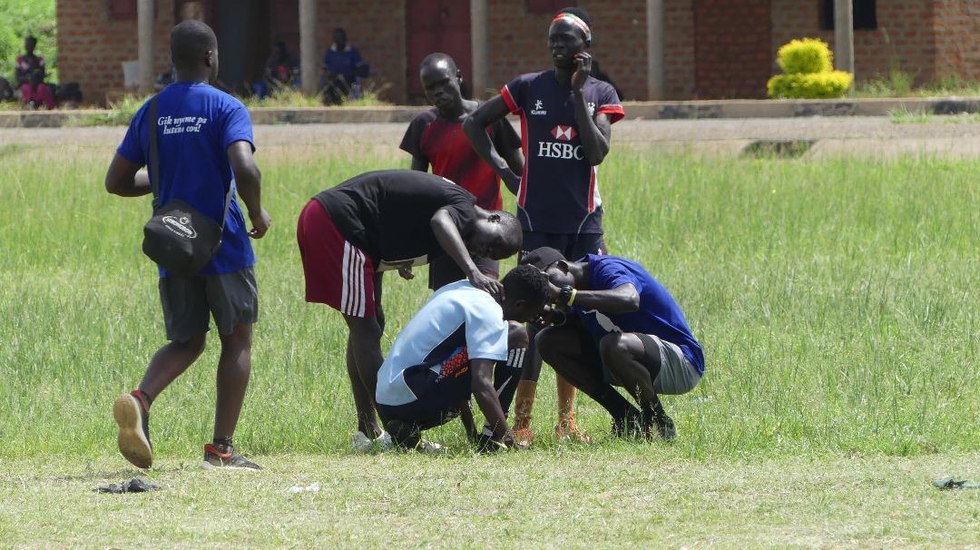 The men in action at the RTL Community 7s at Lagot Cugu Primary School, Mucwini. 

#RugbyTacklingLife 
#RotisOnTheRoad