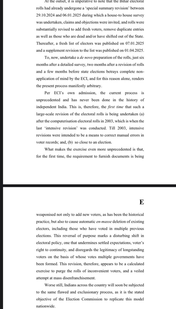 Live Law (@livelawindia) on Twitter photo Social activist Yogendra Yadav <a href="/_YogendraYadav/">Yogendra Yadav</a> approaches Supreme Court challenging Election Commission of India’s “Special Intensive Revision” of electoral rolls In Bihar.
He says de novo revision of rolls a few months before State elections is arbitrary. Social activist Yogendra Yadav <a href="/_YogendraYadav/">Yogendra Yadav</a> approaches Supreme Court challenging Election Commission of India’s “Special Intensive Revision” of electoral rolls In Bihar.
He says de novo revision of rolls a few months before State elections is arbitrary.