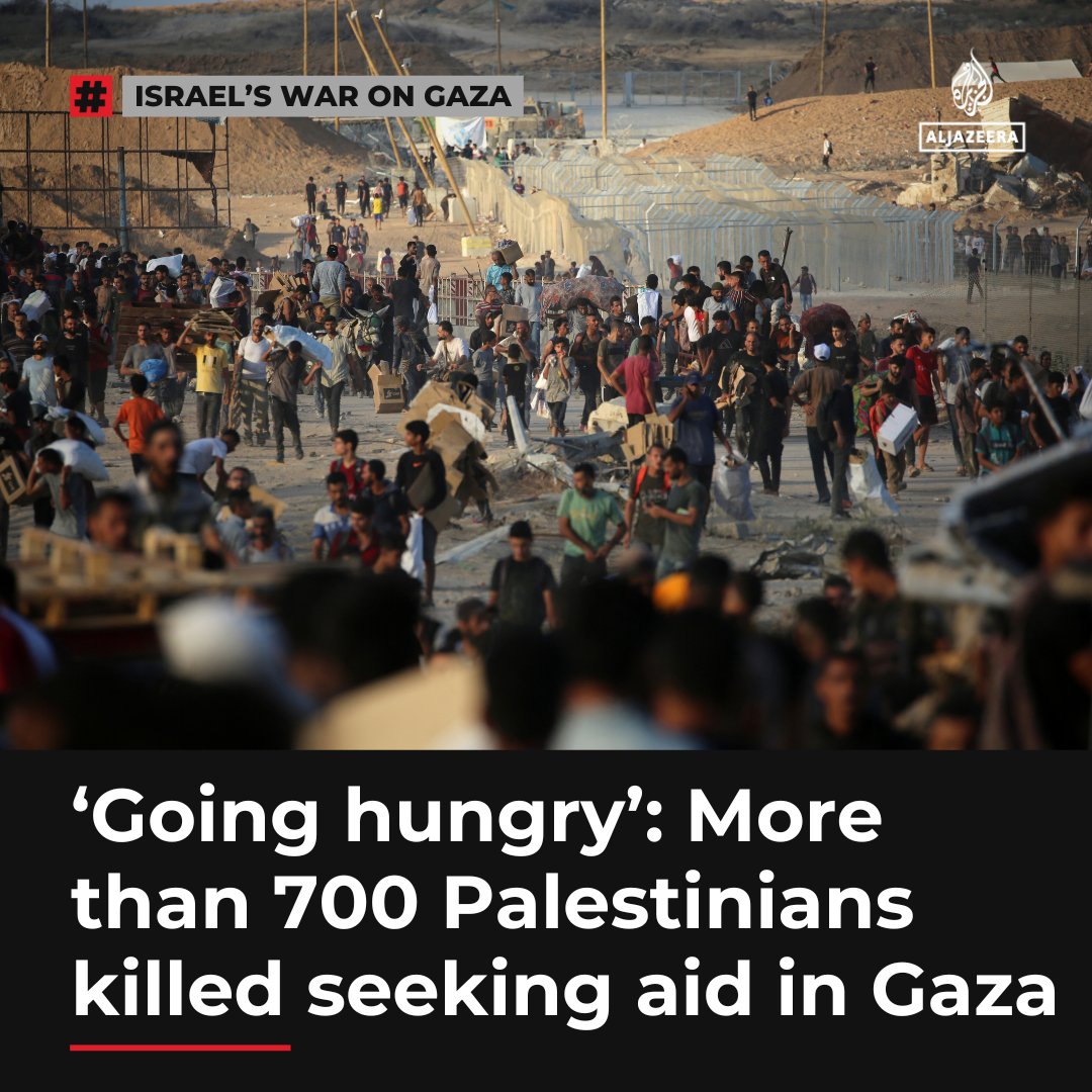 Over 700 Palestinians have been killed trying to get food in Gaza over the past few weeks, according to the enclave's Health Ministry, spurring renewed condemnation of the US and Israeli-backed Gaza Humanitarian Foundation aje.io/0r3qkr