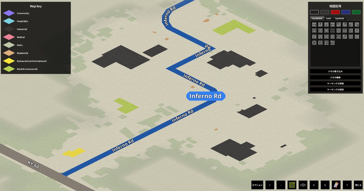 PePePePePeil's tweet image. B42.10.0でマップに道の名前も表示されるようになったけど、マルドロー南西にある倉庫の道が「Inferno Rd」と何とも物騒名前。Zomboidは街名や道名がリアル準拠だったりするけど、Inferno Rdは…バーモント州のワーレンの近くには同名の道があった。関連性は不明… #PZ #Zomboid #ゾンボイド