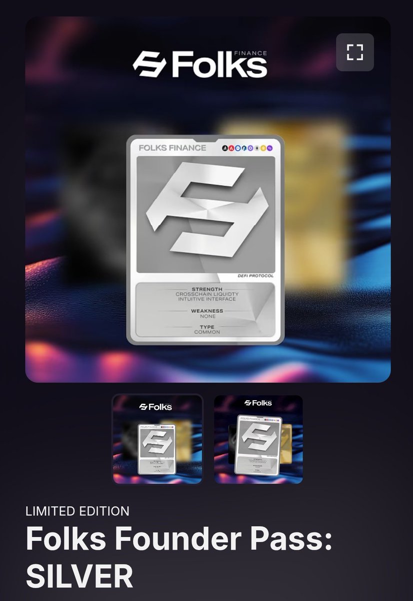🚨 LESS THAN 24 HOURS LEFT 🚨
The Folks Founders Pass NFT is live on Magic Eden (Base) and it’s your key to unlocking DeFi x NFT utility like never before!

👇don’t miss out @folksfinance

🪙 Silver Pass Mint: $60
💰 And word is... you'll get more than $60 worth in airdropped
