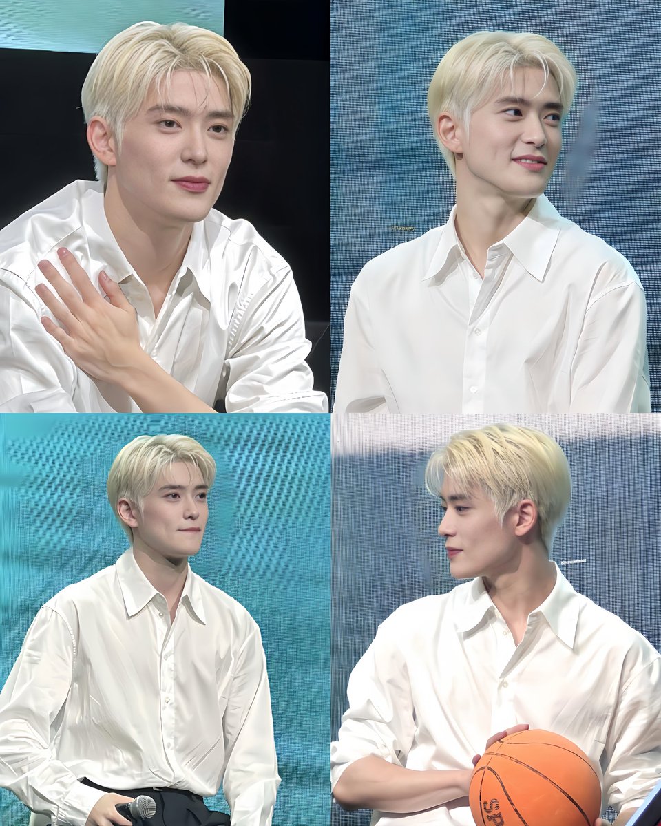 หล่อมากไม่เล่น ความผมสีอ่อนกับเชิ้ตขาว ㅠㅠ ออกพรบห้ามใส่เชิ้ตขาว ห้ามผมบลอนด์ ห้ามพับแขนเสื้อถึงข้อศอกเหอะ คือมานหล่อเกินกฎหมายกำหนดจิง จะมีอะไรมาสู้แจฮยอนเชิ้ตขาวได้อีกควรค่าแก่การเป็นมรดกโลกอะ อยากจดลิขสิทธิ์ผุ้ชายที่ใส่เชิ้ตขาวได้หล่อที่สุดให้พี่วะ 🫵🏻🙂‍↕️♡♡