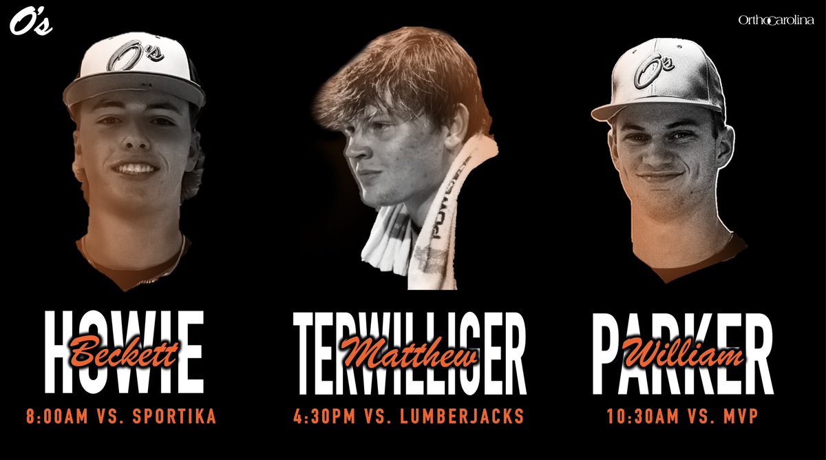 On Deck Academy (@ondeckacademy) on Twitter photo Starting Rotation for Boston
Game 1: Sunday (8:00am) Beckett Howie
Game 2: Monday (4:30pm) Matthew Terwilliger
Game 3: Tuesday (10:30am) William Parker
On Deck Academy and the On Deck O’s are powered by, <a href="/OrthoCarolina/">OrthoCarolina</a> Starting Rotation for Boston
Game 1: Sunday (8:00am) Beckett Howie
Game 2: Monday (4:30pm) Matthew Terwilliger
Game 3: Tuesday (10:30am) William Parker
On Deck Academy and the On Deck O’s are powered by, <a href="/OrthoCarolina/">OrthoCarolina</a>
