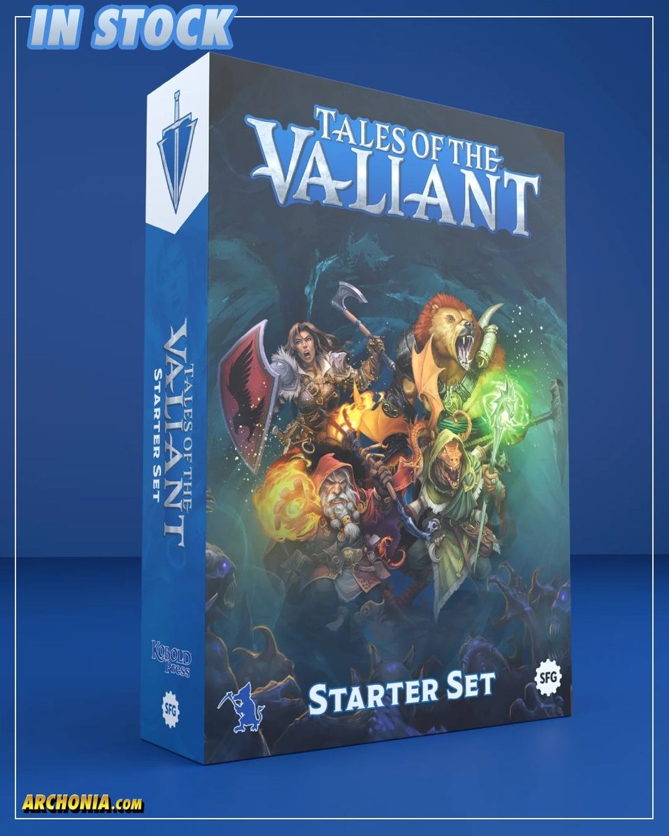 Archonia's tweet photo. Forget your real-world responsibilities! 
The Tales of the Valiant RPG: Starter Set is IN STOCK NOW! 

Dash to https://t.co/cY14eeQObR
Your destiny await!

#TalesOfTheValiant #RPG #StarterSet #InStock #TabletopRPG #TTRPG #FantasyGaming #NewAdventures #DiceRoll #GameNight https://t.co/fZQueH6dNp