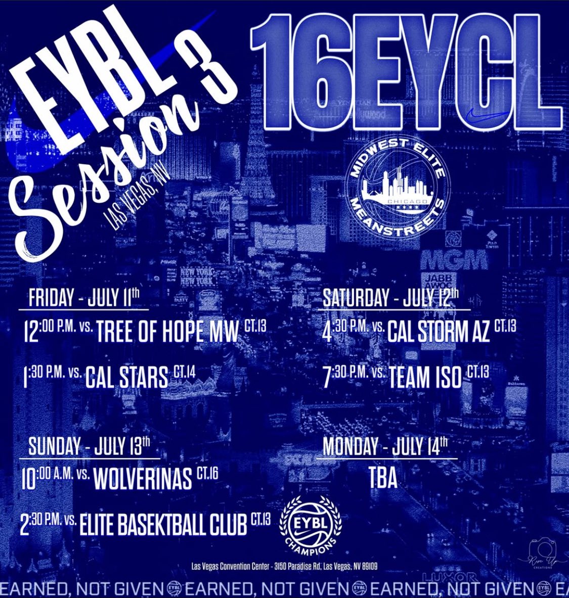 Here is my schedule for Las Vegas! For session 3 with <a href="/mwehoops_eybl/">Midwest Elite Meanstreets EYBL</a>