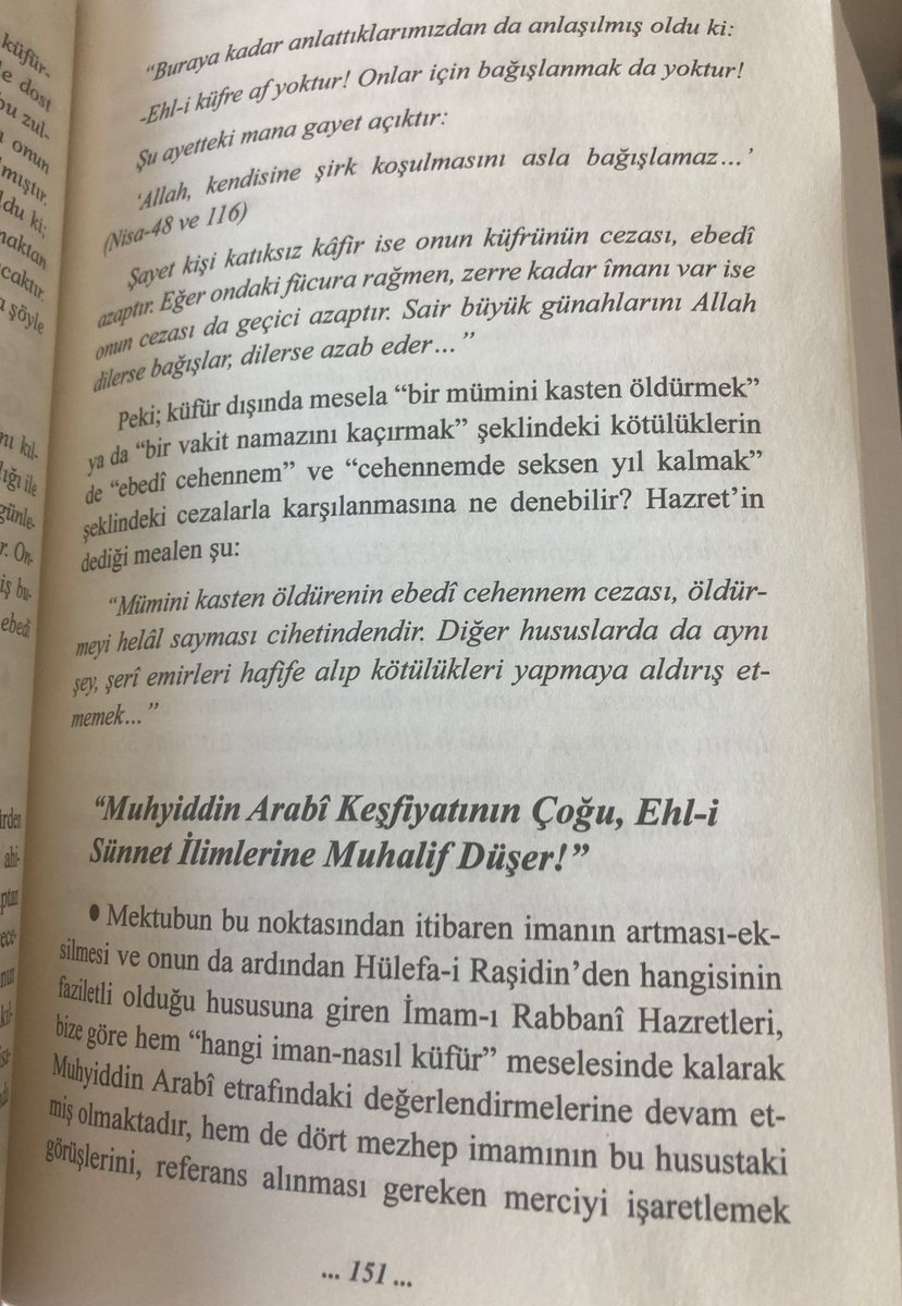 Buisdevrimegidi's tweet photo. İmam-ı Rabbâni Müceddid-i Elf-i Sâni: Ehli küfür cehennemdedir. Aksini iddia eden İbni Arabinin keşifleri şeriata aykırıdır” https://t.co/TwC6w4mfLz