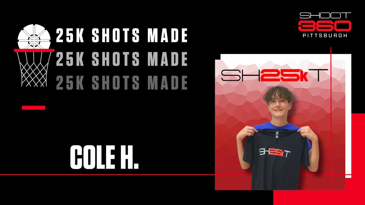 shoot360pgh's tweet image. 🎉 Milestone alert! Cole H just joined the 25K Shots Made Club at Shoot 360 Pittsburgh. Incredible dedication, Cole - keep grinding for that 50K!