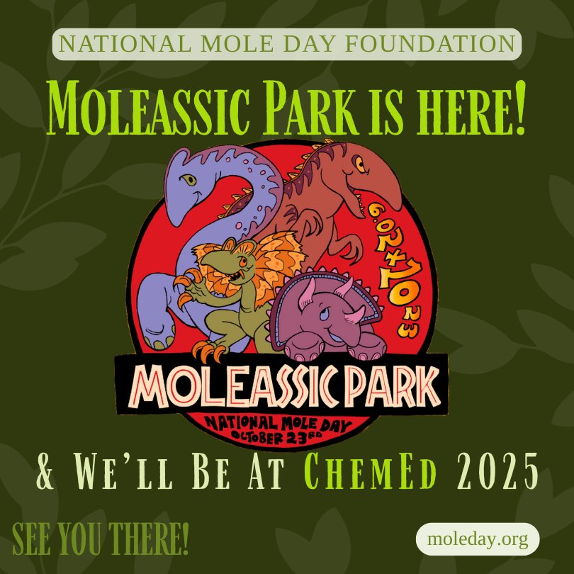 Mole Day (@nationalmoleday) on Twitter photo Rawr, we’re getting ready for <a href="/ChemEd2025/">ChemEd 2025 CO School of Mines</a>! Come see us at the exhibit hall July 20th-22nd. We’ll have plenty of #MoleassicPark merch, memberships, & other select items for purchase! #ChemEd #ChemEd2025 #MoleDay moleday.org/online-store Rawr, we’re getting ready for <a href="/ChemEd2025/">ChemEd 2025 CO School of Mines</a>! Come see us at the exhibit hall July 20th-22nd. We’ll have plenty of #MoleassicPark merch, memberships, & other select items for purchase! #ChemEd #ChemEd2025 #MoleDay moleday.org/online-store