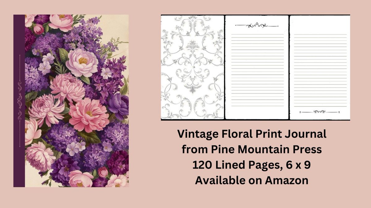 💕Pretty Pink and Purple Spring Flower Journal. 120 lined pages with delicate antique motif. Perfect for home, school, office or a gift. 
📌Available on Amazon (Universal Link): mybook.to/yEARpf
#mindfulness #happiness #journaling #flowers