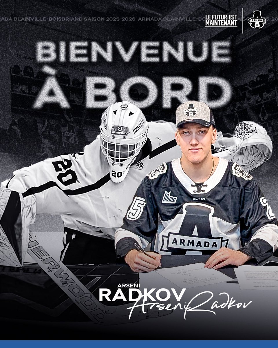 ArmadaBLB's tweet image. Bienvenue à bord, Arseni! 🤝
Le plus récent choix de 3e ronde des @CanadiensMTL jouera avec l’Armada en 2025-26!
Il a signé son contrat au CESR hier ✍️
#LeFuturEstMaintenant⚡️