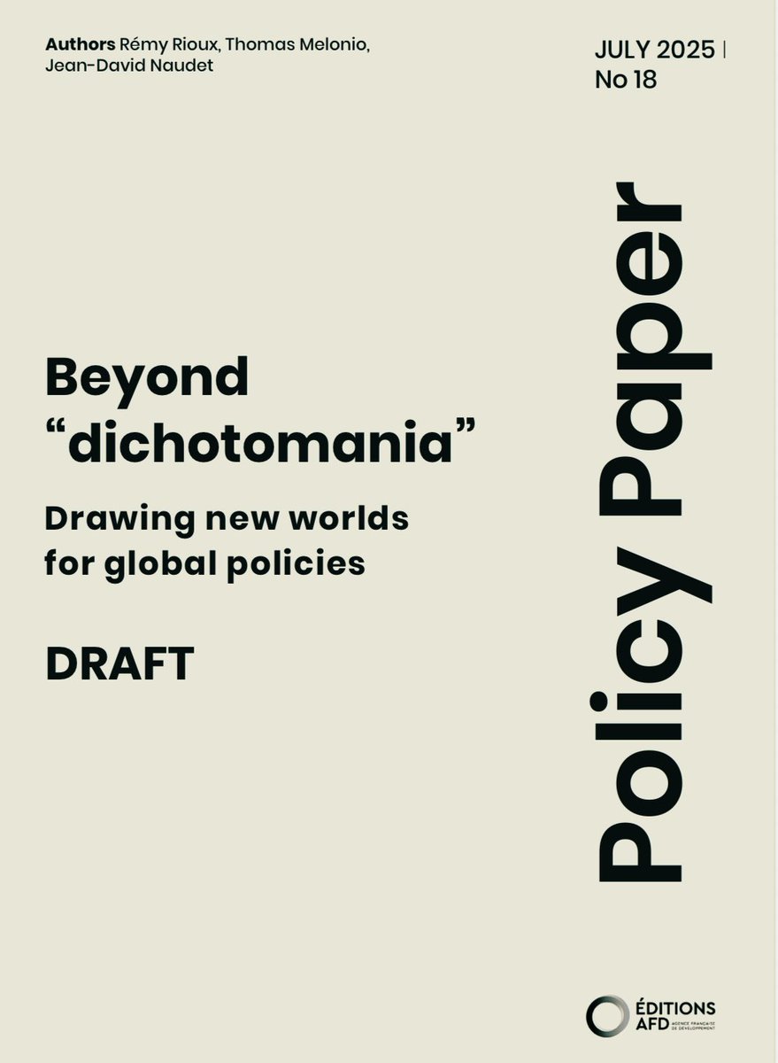 « Beyond dichotomania. » The world is still written in the language of development. After <a href="/UN/">United Nations</a> <a href="/UNDESA/">UN DESA</a> #Sevilla #FfD4, a new Policy Paper to wonder if it isn't time to design new worlds for global policies and for the most vulnerable 🌎🌍🌏 afd.fr/en/resources/b…