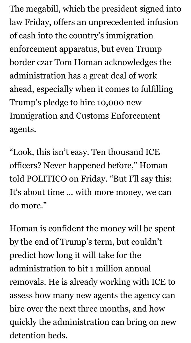 NEW: The megabill provides an unprecedented infusion of cash into the country’s immigration enforcement apparatus. My look at how the Trump admin plans to spend the billions — and the steep challenges ahead.

politi.co/4ljMbKq via <a href="/politico/">POLITICO</a>