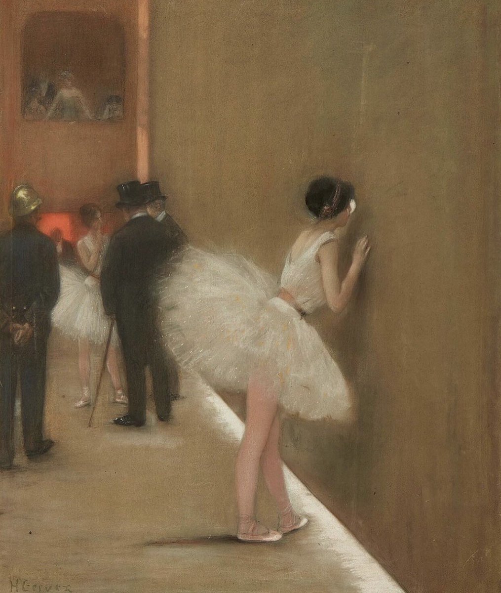 Henri Gervex (1852-1929 French Impressionism painter)  "Behind The Curtain At The Ballet"