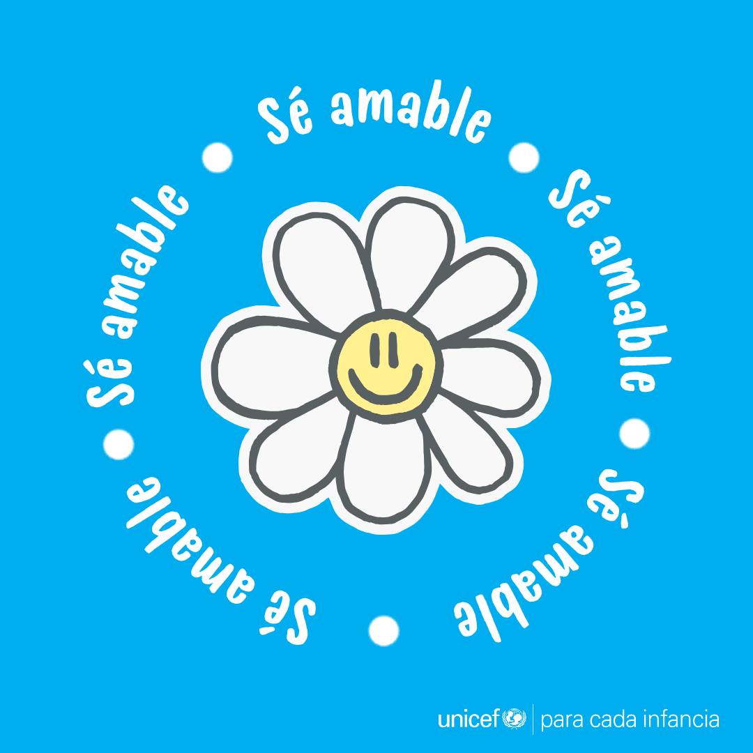Todos podemos contribuir a poner fin a la violencia. 

🌼Sé amable hoy y todos los días.
🌼Sé amable con tus amigos y amigas, con tu familia y tu comunidad.

Comparte 💙