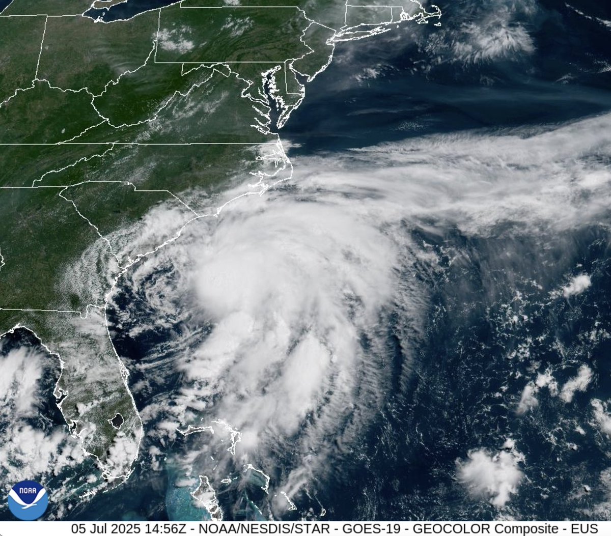 The risk of rip currents at the Maryland and Delaware beaches will increase from low today to moderate on Sunday as Tropical Storm Chantal spins off the Carolina coast. Always swim near lifeguards