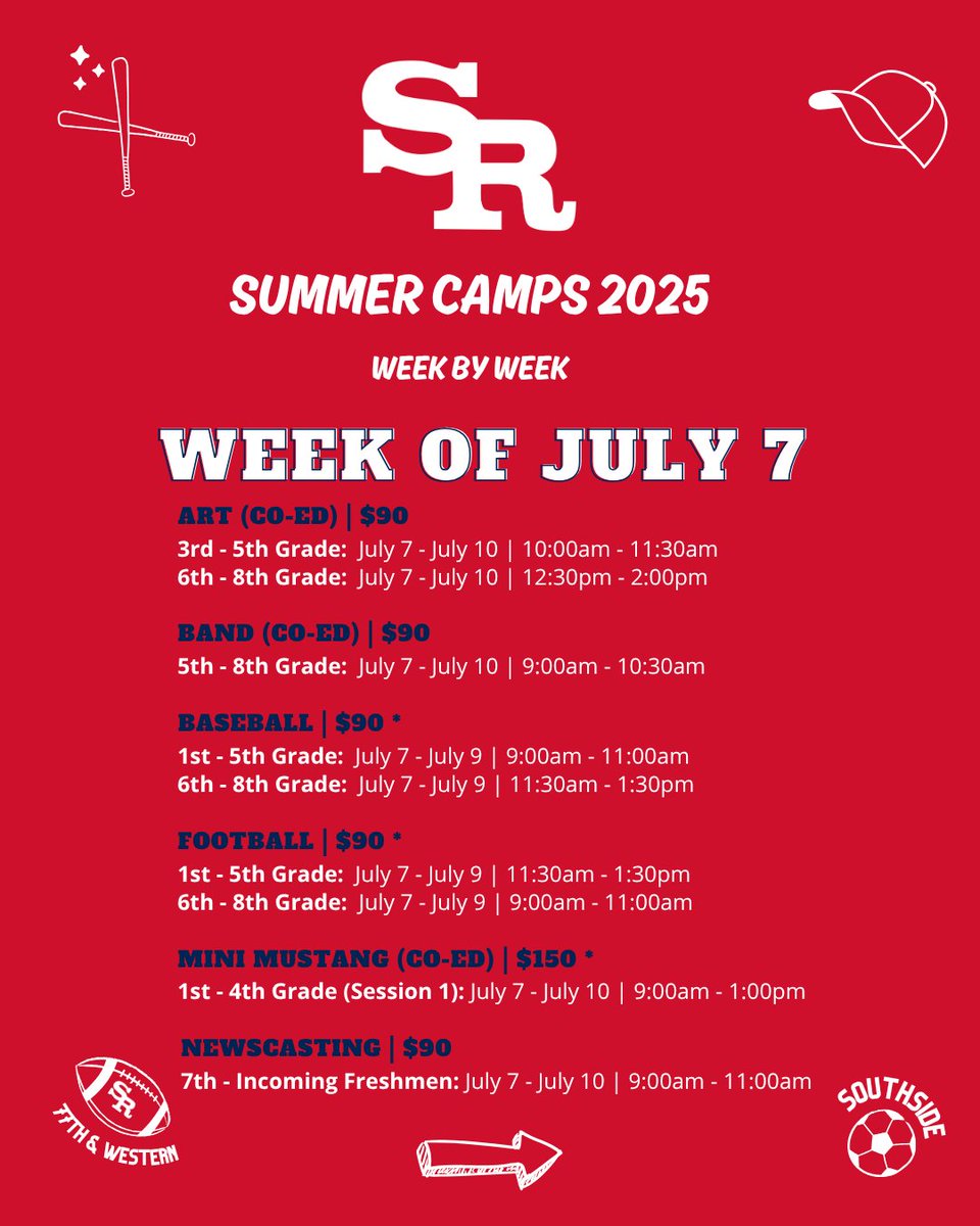 Get ready for Week 4 of our 2025 Summer Camps, featuring a wide variety of options that will keep your child learning, playing, and competing all week long!🎨🎺⚾🏈🐴🎥

Secure your child's spot by registering today: stritahs.com/summer-camps