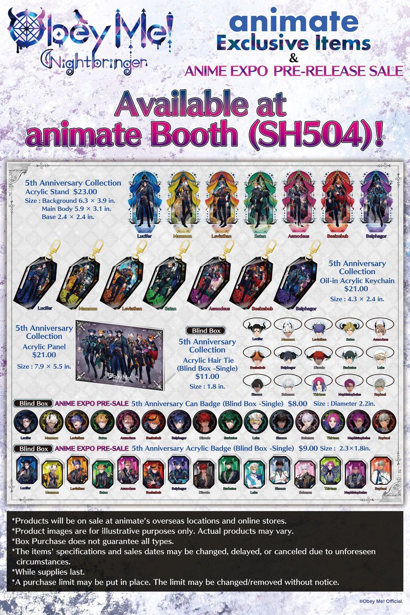AnimateUSA's tweet image. 🐏 Obey Me! 5th Anniversary Merchandise Coming to AX2025! 🐏
Celebrate Obey Me!'s 5th anniversary with special merch at the animate Group booth!
✨ The acrylic badges and can badges will be AX pre-sale exclusives!
📍 Find us at Booth SH504 — we can't wait to see you there!…