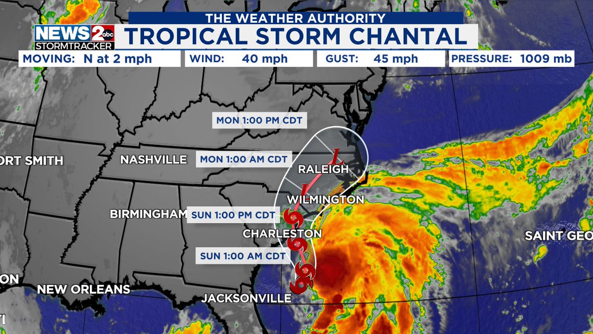 PLEASE SHARE: We now have Tropical Storm Chantal that is expected to make landfall early Sunday along the South Carolina coast. It will bring heavy rain and dangerous rip currents to that area. wkrn.com/weather?utm_me…