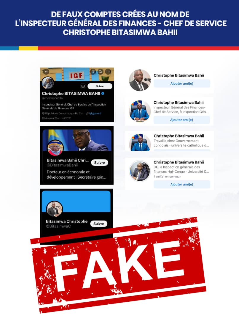Le congolais s'investit trop dans la fraude dans les réseaux.
Il y a déjà autant de faux comptes au nom du nouvel IGF-CS.
