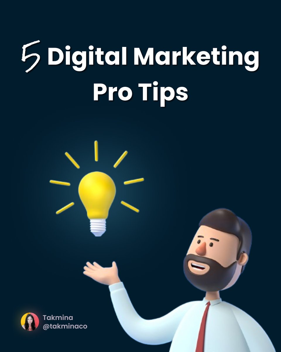 takminco's tweet photo. 5 Pro Tips to Level Up Your Digital Marketing Game!

📊 Use data-driven insights
📝 Create engaging content
💰 Run smart paid ads
📈 Track &amp; improve ROI
🤝 Master social media
💡 Bonus: Keep learning &amp; stay on trend!
Which will you try first? ⬇️
#DigitalMarketing #MarketingTips https://t.co/8n3PEschrC