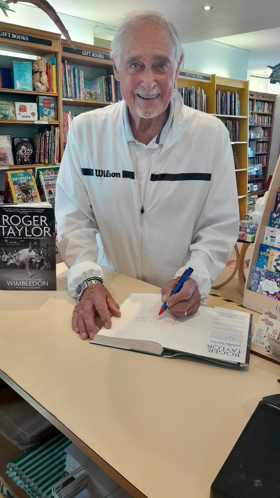 WimbledonBooks's tweet image. Wonderful to meet the iconic Roger Taylor - a tennis legend - when he popped in today to sign copies of his official autobiography. He was also in the running to replace Sean Connery as James Bond !!! @PitchPublishing @Wimbledon