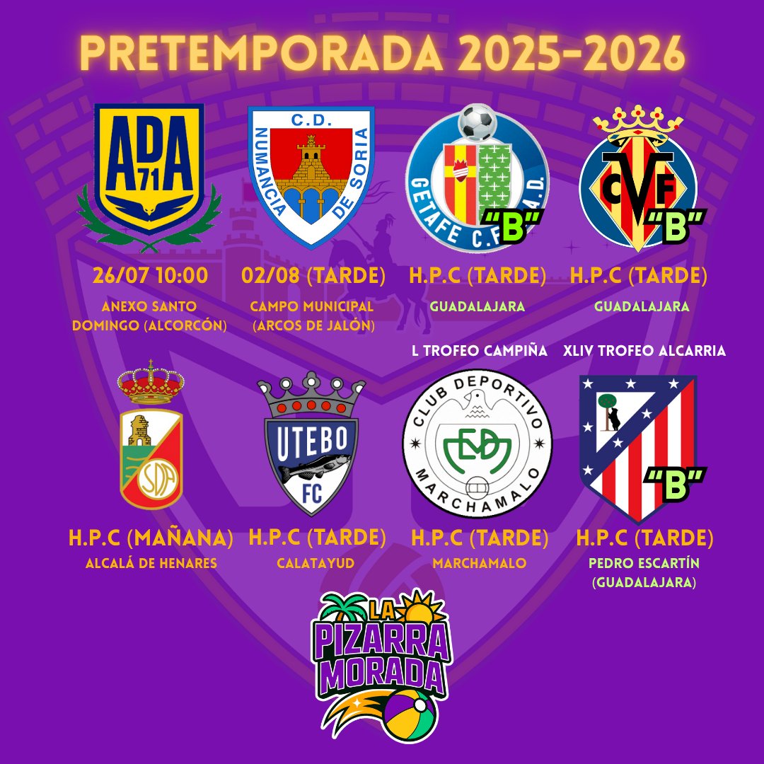 La Pizarra Morada (@lapizarramorada) on Twitter photo Pretemporada 2025 <a href="/deporguada/">C.D. Guadalajara 🟣⚪️</a>
A falta de confirmación oficial, estos serán los encuentros que disputará el Dépor durante este verano.
Sí os podemos confirmar que VUELVE EL TROFEO ALCARRIA. Pretemporada 2025 <a href="/deporguada/">C.D. Guadalajara 🟣⚪️</a>
A falta de confirmación oficial, estos serán los encuentros que disputará el Dépor durante este verano.
Sí os podemos confirmar que VUELVE EL TROFEO ALCARRIA.