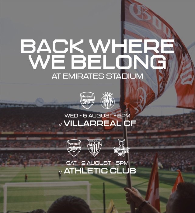 BILLETTERIE ARSENAL 🔴

Les amicaux de l'Emirates Cup sont annoncées ! 
Merc 06/08 vs Villarreal
Sam 09/08 vs Bilbao 

Vente membres le 09/07 (6p max)
Vente libre le 11/07
A partir de 30£

J'ai 2 memberships donc 12p possibles ! DM si intéressé