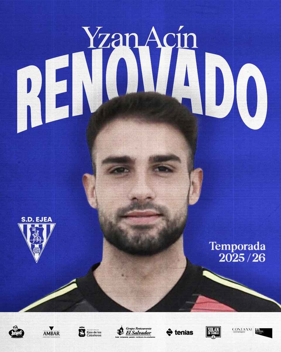 🚨𝐎𝐅𝐈𝐂𝐈𝐀𝐋🚨

𝐘𝐳𝐚𝐧 𝐀𝐜í𝐧 renueva con la Sociedad Deportiva Ejea🔥

El guardameta ejeano cumplirá su cuarta temporada consecutiva con el primer equipo🧤

Un seguro bajo palos para el equipo cincovillés😍

¡Eres uno de los nuestros, Yzan!💙