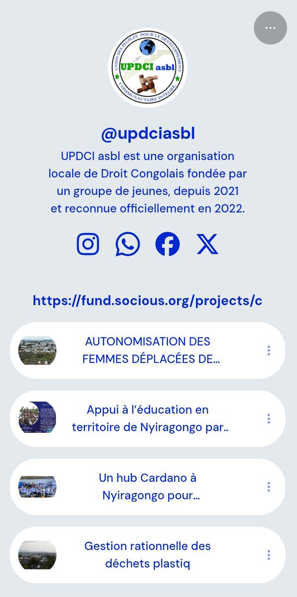 UPDCI asbl (@updci_asbl) on Twitter photo Pour savoir comment aider les communautés mal desservies en #RDC , visitez nos propositions chez <a href="/SociousDAO/">Socious</a> à travers notre lien 👇
linktr.ee/updciasbl
Grâce à vos appuis, nous trouverons les moyens de répondre aux #ODD . <a href="/45B_Cardano/">45B - Cardano Enablement</a> <a href="/Cardano_CF/">Cardano Foundation</a> <a href="/IntersectMBO/">Intersect</a> <a href="/Tokenmithr/">Project Token Mithrandir</a> Pour savoir comment aider les communautés mal desservies en #RDC , visitez nos propositions chez <a href="/SociousDAO/">Socious</a> à travers notre lien 👇
linktr.ee/updciasbl
Grâce à vos appuis, nous trouverons les moyens de répondre aux #ODD . <a href="/45B_Cardano/">45B - Cardano Enablement</a> <a href="/Cardano_CF/">Cardano Foundation</a> <a href="/IntersectMBO/">Intersect</a> <a href="/Tokenmithr/">Project Token Mithrandir</a>