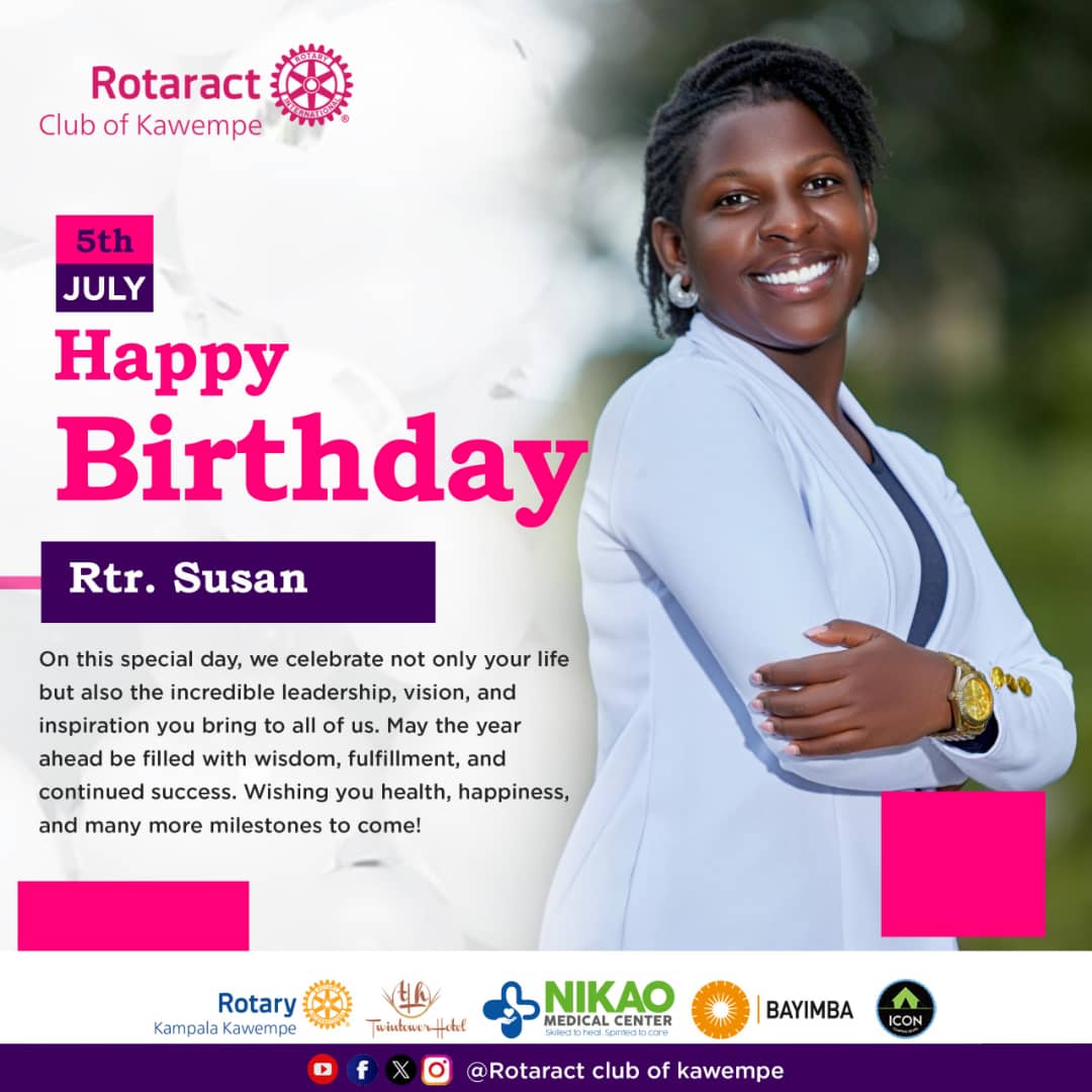 Wishing you a day filled with love, laughter, and joy.🎂🎂🤗🤗 May this new year bring you endless blessings, success, and beautiful memories.🫂❤️😍🥳🥳 Happy Birthday! Suzan

#Rotaract_club_of_kawempe
@rotaractclubofkawempe #Rotary 
#Unite_for_good #Rotaract