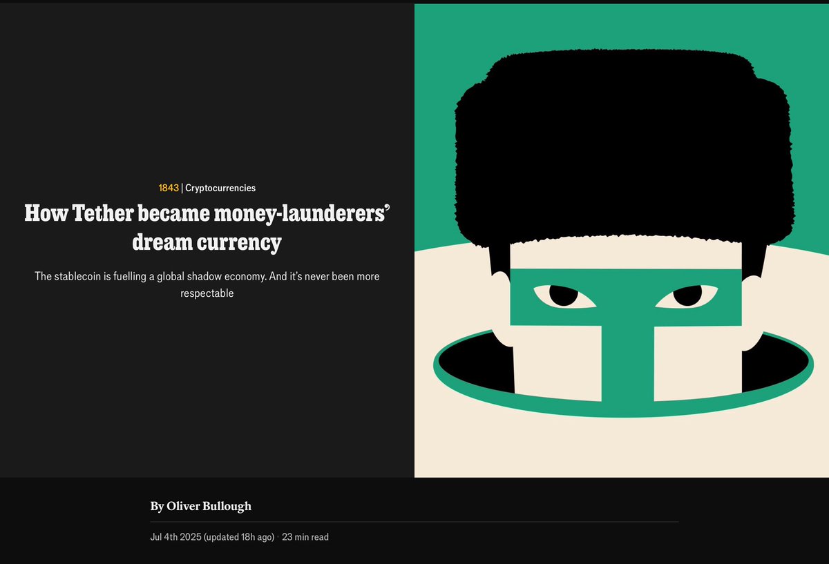 How Tether became money-launderers’ dream currency
economist.com/1843/2025/07/0…