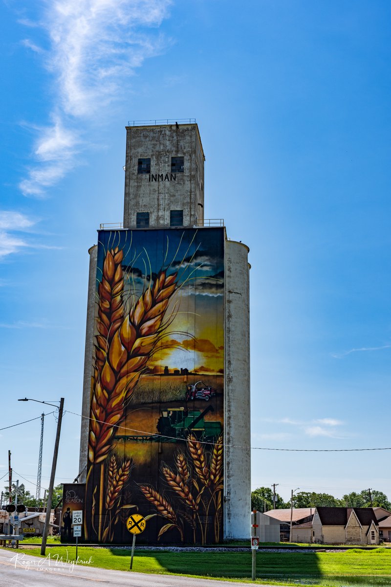 Pretty neat grain elevator mural in Inman KS