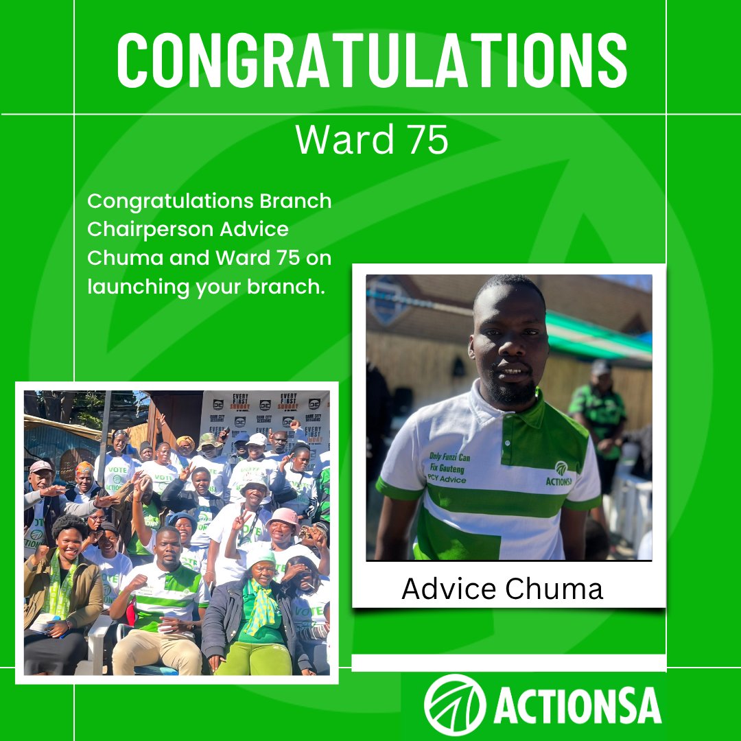COJactionsaREC's tweet photo. Congratulations newly elected chairperson Advice Chuma and Ward 75 on launching your branch. https://t.co/dTpzIgWOb7