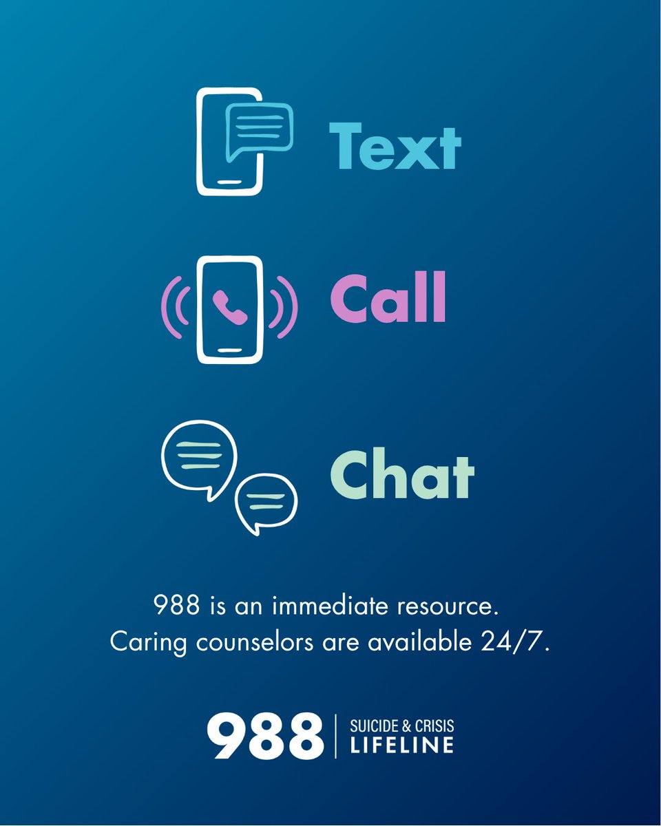 988Lifeline's tweet image. It's okay to reach out for help when you need it. 💙 The 988 Lifeline is here to support you 24/7. Connect with a trained, caring counselor anytime by texting or calling 988, or chatting online at 988lifeline.org.