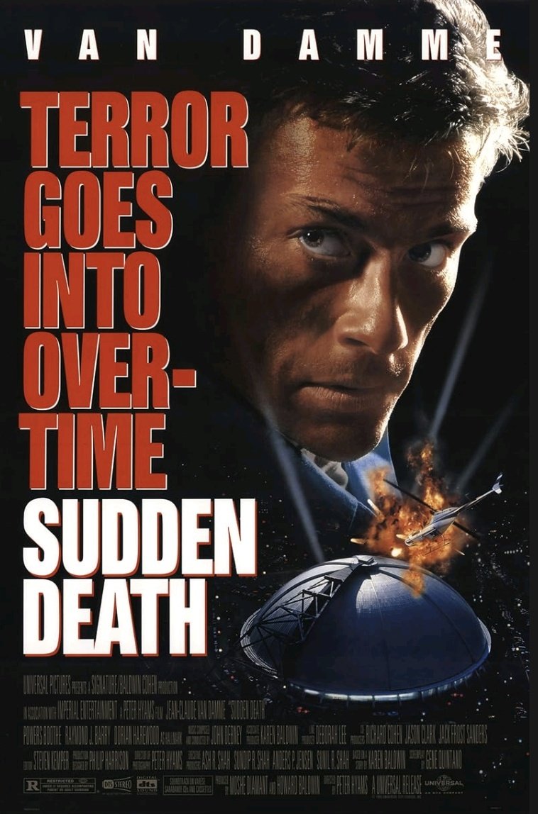 BadMovieCult's tweet photo. #onefromthevault 
Sudden Death (1995)

@JCVD finds himself the only man who can stop terrorists from killing the Vice President &amp; blowing up the arena 

Bad timing for a bring your kids to work day

#jeanclaudevandamme #powersboothe #actionmovies #90sactionmovies #martialarts https://t.co/bVq2FUfRyl