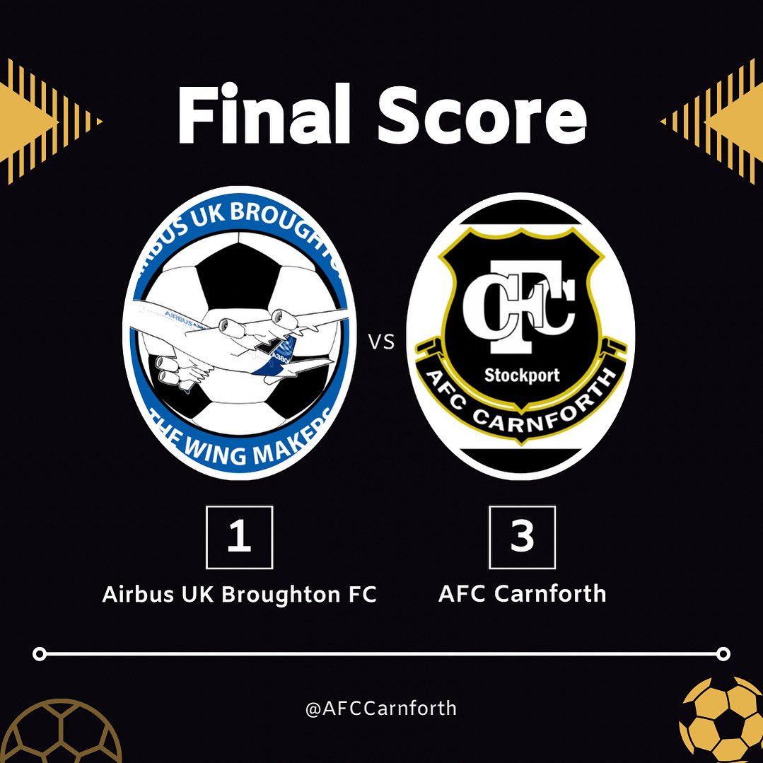In Carny’s 50th Tour game we come out victorious with a 3-1 win! A good first preseason game! ⚽️ 

Big shout out to <a href="/airbusukfc/">Airbus UK Broughton</a> for the great hospitality !

Goalscorers:
George Blackwell ⚽️ 
<a href="/Oliford11F/">Ollie Ford</a> ⚽️
James Barry ⚽️⚽️

<a href="/willcallan_/">Will</a> (MOTM)