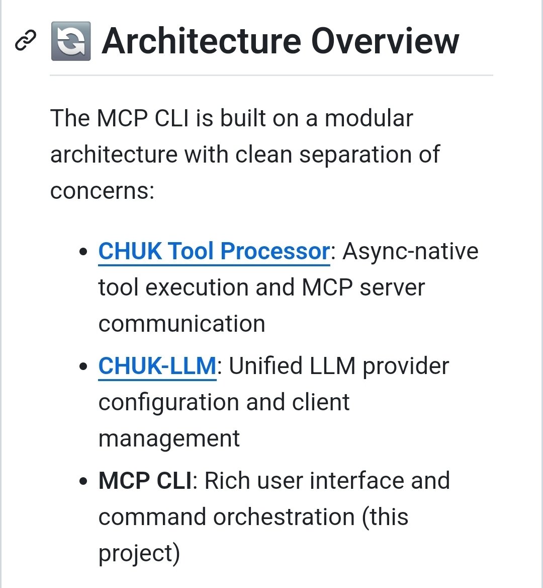 🤖🛠️ 𝙈𝘾𝙋-𝘾𝙇𝙄: 𝙏𝙝𝙚 𝘾𝙤𝙢𝙢𝙖𝙣𝙙-𝙇𝙞𝙣𝙚 𝘿𝙤𝙤𝙧𝙬𝙖𝙮 𝙩𝙤 𝙈𝙤𝙙𝙚𝙡 𝘾𝙤𝙣𝙩𝙚𝙭𝙩 𝙋𝙧𝙤𝙩𝙤𝙘𝙤𝙡 🛠️🤖

#open_source_ai_projects

#did_you_know_that if you want to inspect, invoke, and debug any MCP-compatible agent without spinning up a GUI, mcp-cli lets you do