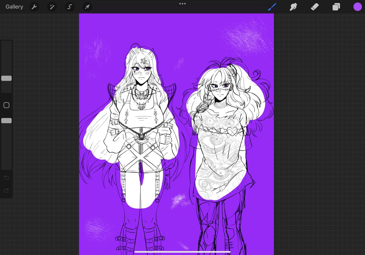 Squish_a_Rever's tweet image. Can drawing art for Michi and Numi in their full outfits be considered masochism