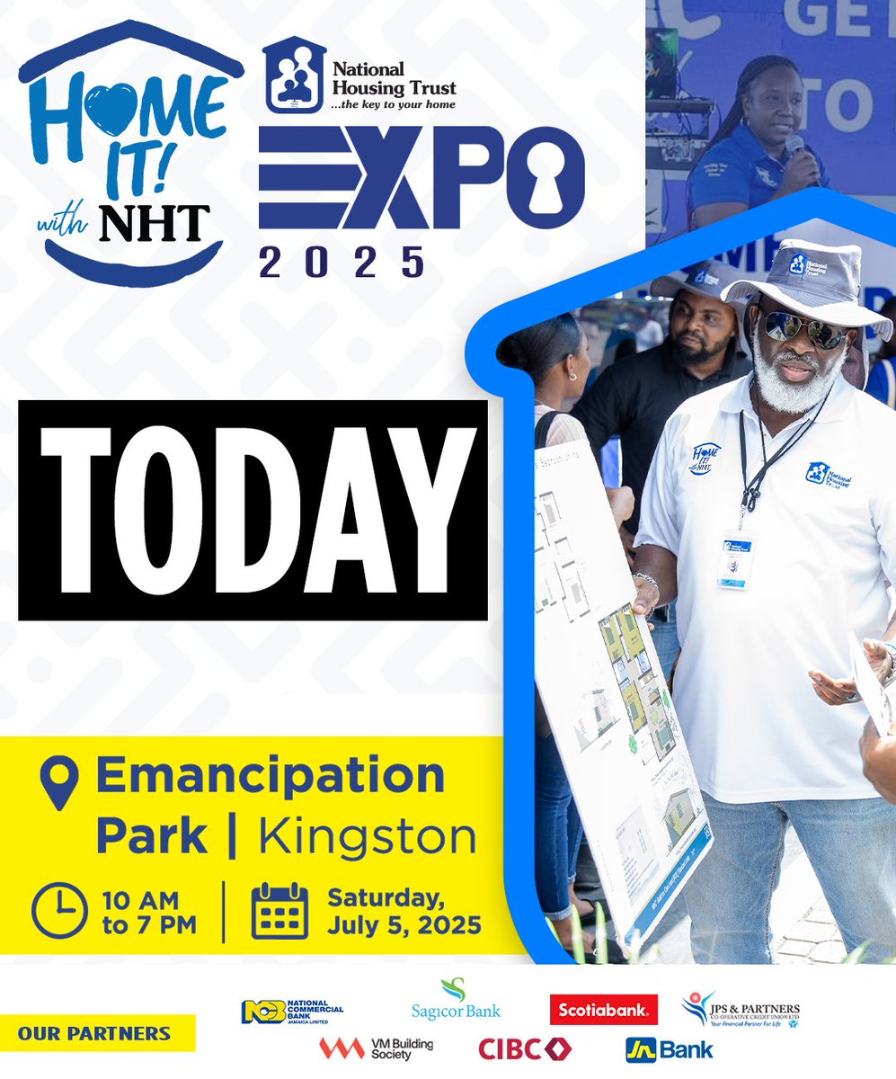 🚨 It’s happening now
Home It! Expo is live at Emancipation Park 🏡💬
Get expert help and housing support We’re here till 7 PM
#HomeItWithNHT #GetHomeWithNHT #NHTJamaica #KingstonEvents