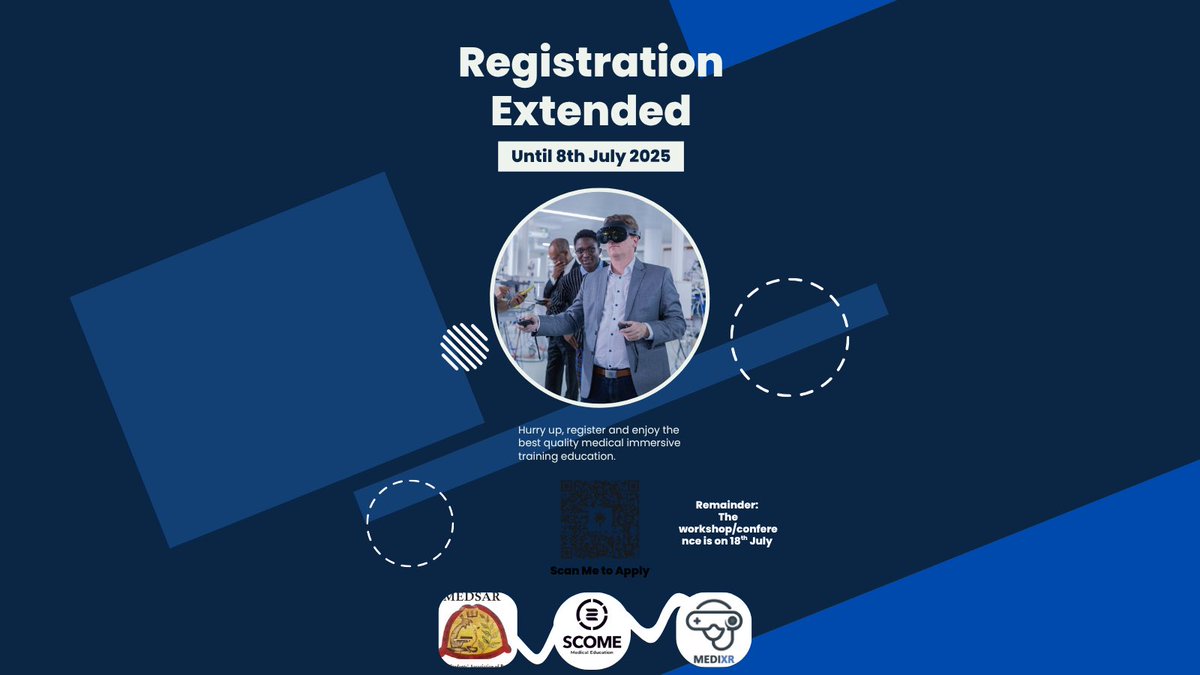 🚨 Date update!
Our medical workshop now takes place July 18.
Still time to apply—deadline is July 8.

Scan the code on the poster or DM us for the link.
Don't miss this insightful, hands-on experience 🧠

#MediXR #MEDSAR #VR