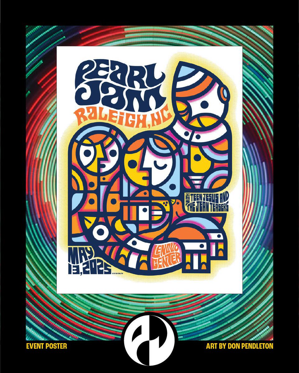 PearlJam's tweet image. A 2025 Pearl Jam Event Poster by artist Don Pendleton from Raleigh, 5/13, now ready for auction.
All proceeds benefit the Vitalogy Foundation: pj.lnk.to/AuctionsTP