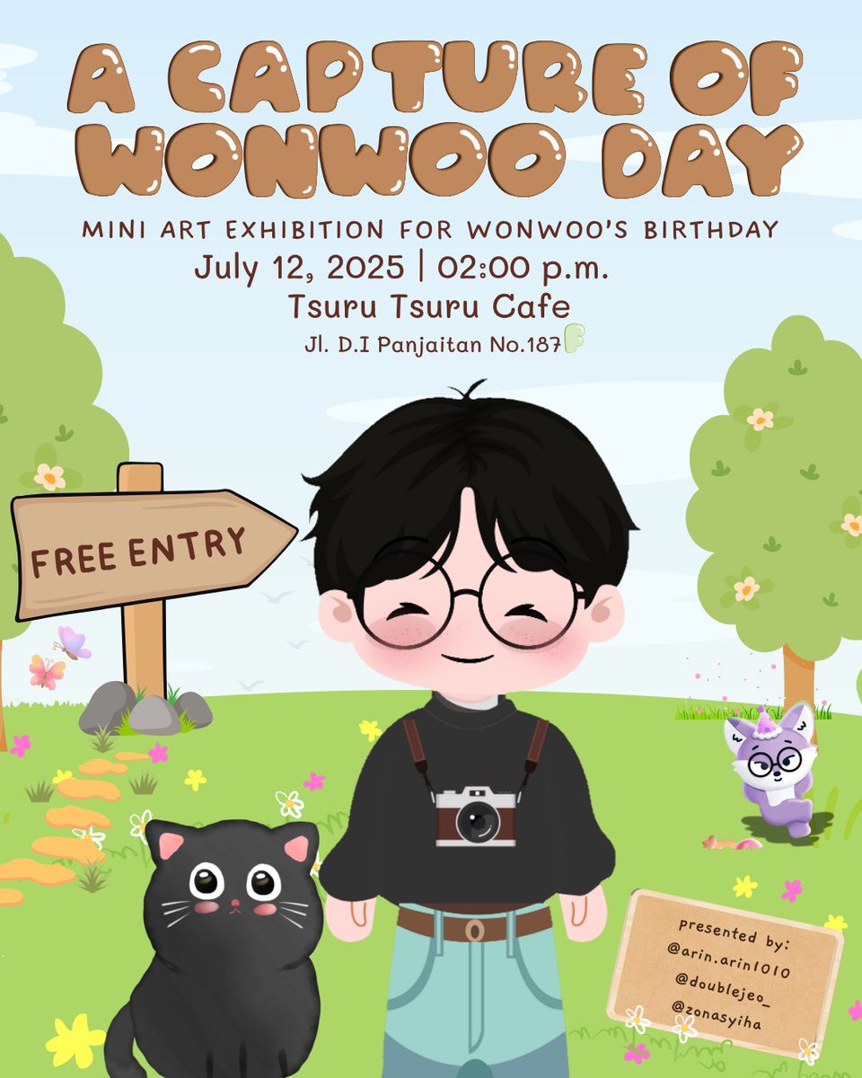 caratmedan's tweet image. Wonwoo 2025 Birthday Cafe "A Capture of Wonwoo Day" Wonwoo Special Birthday Mini Exhibition Event : 
Tempat   : Tsuru Tsuru Cafe, Medan 
Hari/Tanggal  :  Sabtu, 12 Juli 2025
Waktu  : 14.00 WIB - Selesai

Presented By : @ArinaGabe @doublejeo @zonasyiha 

Supported By : @caratmedan