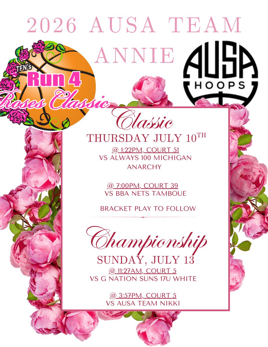 Ally Ellerton (@ally_ellerton) on Twitter photo Hey Coaches, here is my <a href="/TFNsRun4Roses/">TFN's Run 4 Roses</a> schedule: Come down and see me play!
All games @ Kentucky Exposition Center.
<a href="/AUSA_Hoops_WBB/">AUSA Hoops WBB</a> Hey Coaches, here is my <a href="/TFNsRun4Roses/">TFN's Run 4 Roses</a> schedule: Come down and see me play!
All games @ Kentucky Exposition Center.
<a href="/AUSA_Hoops_WBB/">AUSA Hoops WBB</a>