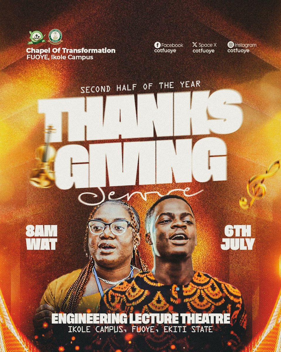 CotFuoye's tweet photo. We’ve come this far only by God’s grace; and now, it’s time to return with gratitude!

Join us tomorrow for our Second Half of the Year Thanksgiving Service.

It’s more than a service; it’s a sound of victory, a declaration of faith, https://t.co/3mLLzJrSCi