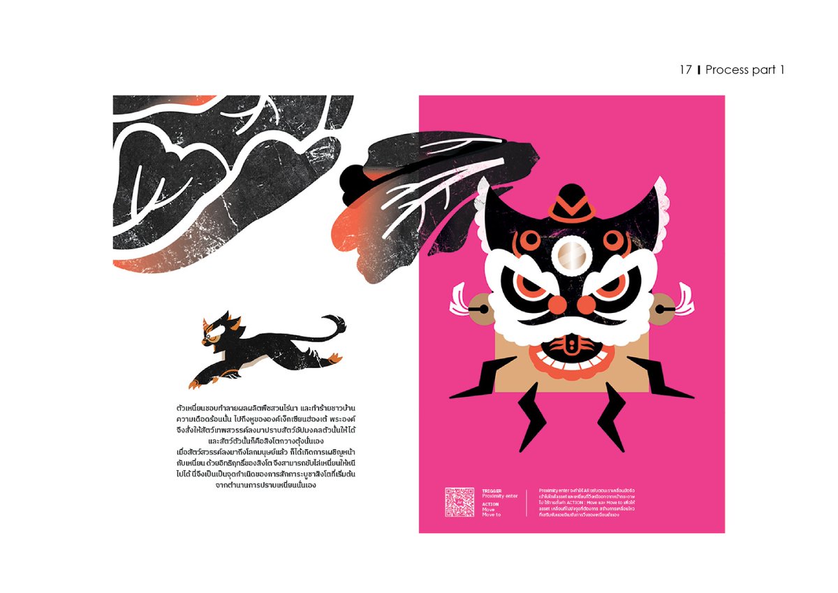 งานสมัยเรียนที่ไม่เคยลงแอค สี shocking pink กับสิงโตจีน