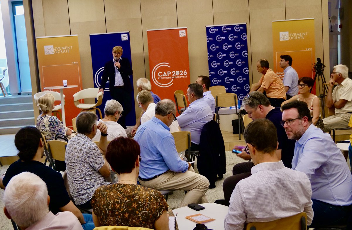 MoDem's tweet image. 🔸 À la suite du Conseil national, après-midi d’ateliers dédiés à la préparation des élections municipales #Cap2026.

Échanges concrets, retours d’expérience d’élus, partages autour des réussites locales.
Toujours guidés par nos valeurs et l’action de terrain.
#Municipales2026…