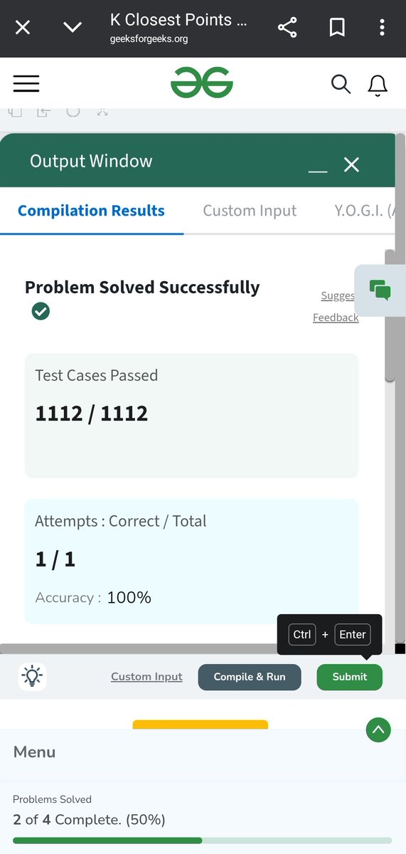 aaduop18's tweet image. #gfg160
#geekforgeeks
@geeksforgeeks 
DAY-96
Problem name : k closest points to origin