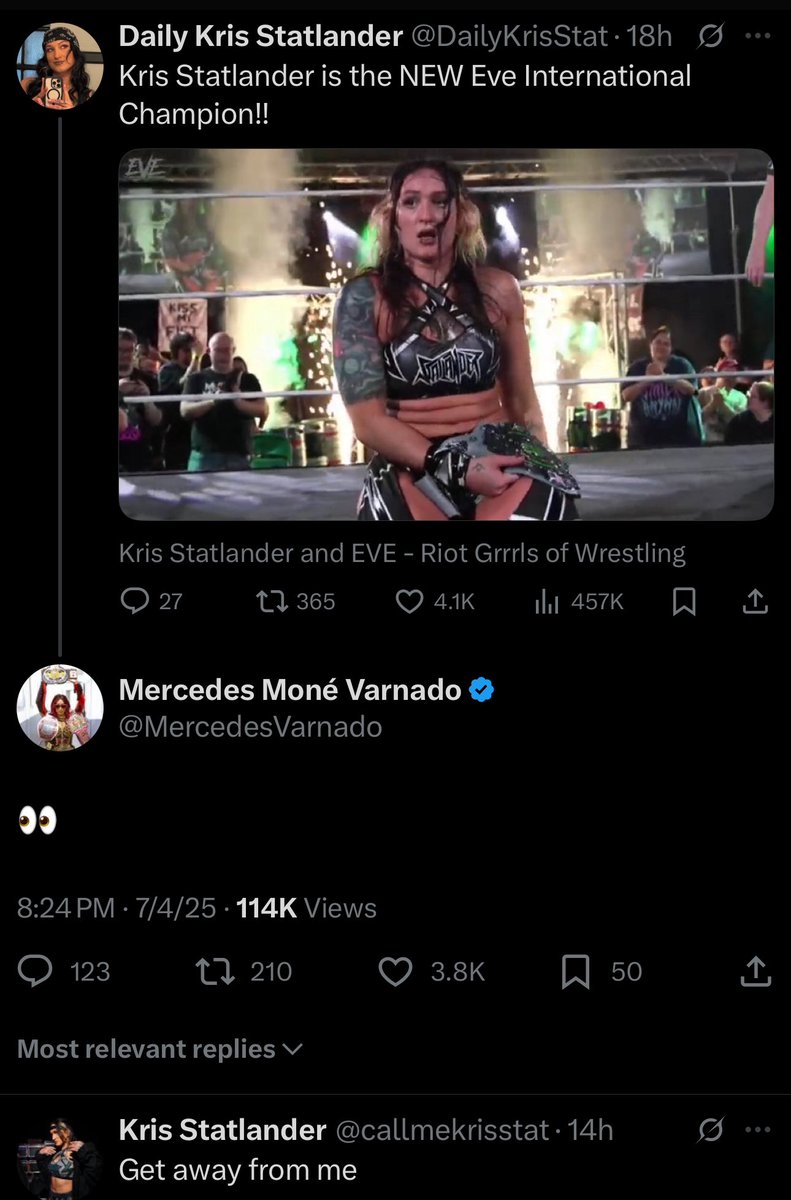 Even Kris Statlander knows that Mercedes will beat her since she has creative control..