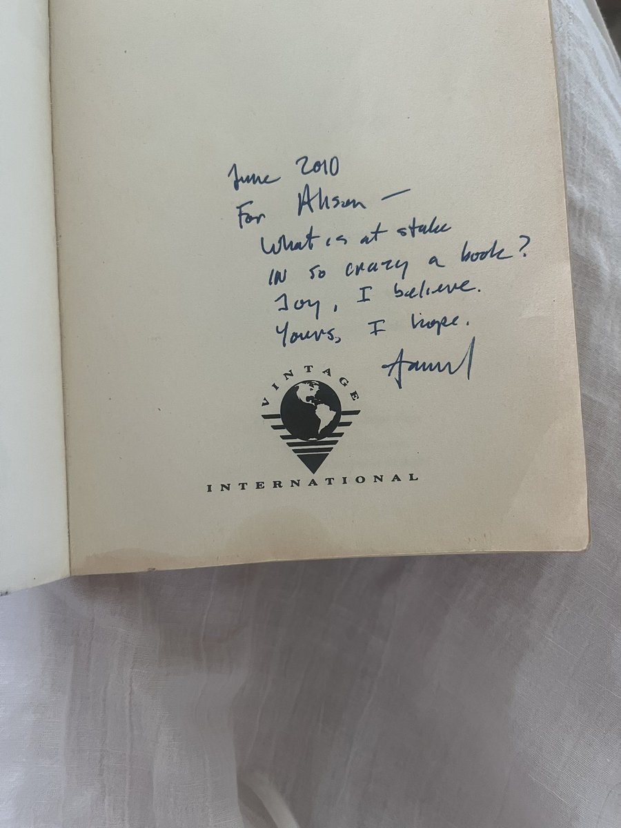 in my copy of Pale Fire

For Alison—
What is at stake in so crazy a book?
Joy, I believe.
Yours, I hope.