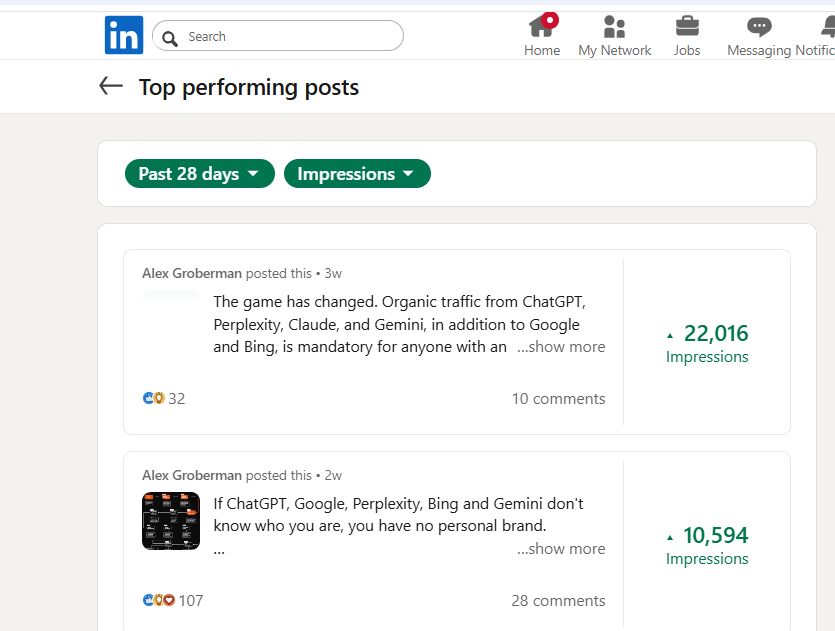 I created my LinkedIn just 30 weeks ago. Easiest algo to crack by a country mile. Since then I've added more than $25,000 to my pipeline, built nearly 7,000 connections, logged nearly 1.5 million impressions and reached nearly 500,000 members. 

LinkedIn is still the easiest